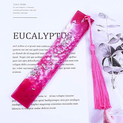 Caffox Bookmark Mold Kit with 100pcs Tassels and 10pcs Silicone Molds for Epoxy Resin Casting