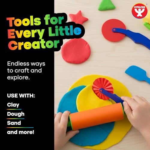 Hygloss 13 Pcs Dough Tools Set – Dough Extruders + Dough Cutters Set – Educational Modeling Clay Tools – Preschool Toys & Toddler Activities – Arts & Crafts for Kids Ages 3-5 - color: Extruders + Cutter Tools (13 pcs.)