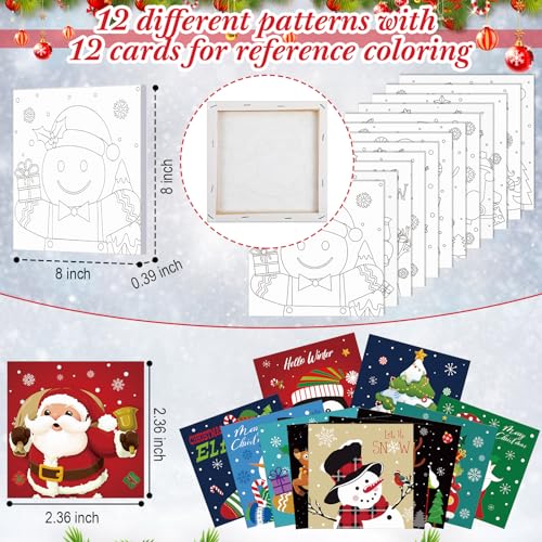 Sherr 12 Pcs Pre Drawn Canvas Pre Printed Canvas for Adults Sip and Paint Party Canvases Painting Kit for Summer Easter Mother's Day Party Favor(Cute Xmas,8 x 8 Inch) - size: 8 x 8 Inch, style: Cute Xmas