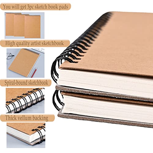 Mixed Media Sketch Pad,5.5" x 8.5" Spiral Bound (98lb/160gsm), 90 Sheets, Pack of 3, Durable Acid Free Sketchbook Hardcover Sketchbook, for Wet and Dry Media, Drawing, Painting (3 Pack- 5.5"X8.5") - color: 3 Pack- 5.5"X8.5"