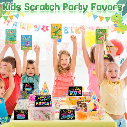 Scratch Art Party Favors for Kids 8-12: 24 Pack Dinosaur Rainbow Scratch Art Notebook, Easter Basket Stuffers, Coloring Books Goodie Bags Stuffers, Classroom Birthday Gifts for Student - style: 24 Pack Dinosaur