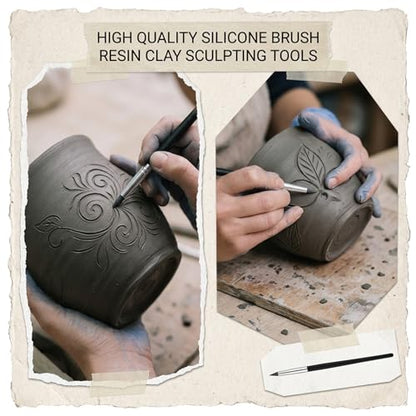 10 Pcs Silicone Sculpting Tools, Flexible Silicone Clay Tools for Handicraft Pottery Artwork Shaping & Carving DIY (Black)