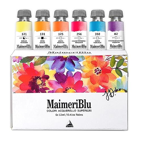 MaimeriBlu, Jeannie Dickson Artist Set, Watercolor Paint, 12ml, 6 Tubes – Professional Watercolor Painting Supplies
