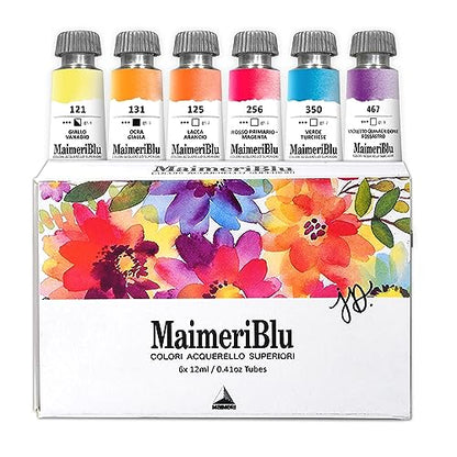 MaimeriBlu, Jeannie Dickson Artist Set, Watercolor Paint, 12ml, 6 Tubes – Professional Watercolor Painting Supplies
