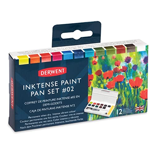 Derwent Inktense Paint 12 Pan Palette #2 (New) - size: 1 Count (Pack of 1), style: 12 Half Pans #02