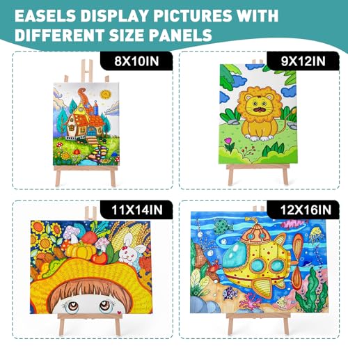 ESRICH 6 PCS 16 Inch Wood Easels, Tabletop Easel for Painting,Painting Party, Displaying Canvases, Kids Student Table School Desktop, Portable Canvas Photo Picture Sign Holder - style: 16"-6P