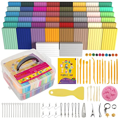 Aestd-ST Polymer Clay 50 Colors, Modeling Clay for Kids DIY Starter Kits, Oven Baked Model Clay, Non-Sticky Molding Clay with Sculpting Tools, Gift for Children and Artists - color: 50 Colors A