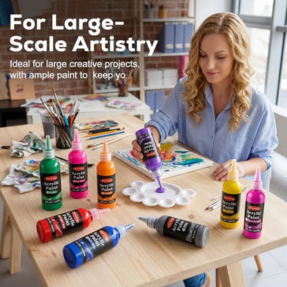 Acrylic Paint Set, 18 Colors, 4 oz/120ml Bottles | Rich Pigments, Water Proof, For Artists, Beginners and Kids, Canvas Rocks Wood Ceramic Fabric - color: 120ml 18 Colors
