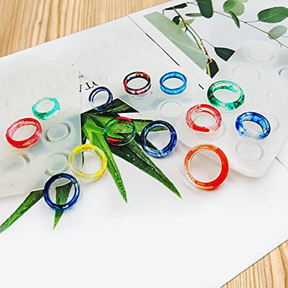 3Pcs Different Shapes Silicone Resin Ring Mold, SENHAI 8 Sizes Ring Jewelry Resin Casting Mold, for DIY Rings, Earrings, Necklace Pendants, Keyrings, Crafts, Decorations Making