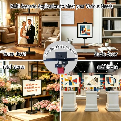 Adjustable Tabletop Easel Stand for display up to 30" H, Black Metal easel stand for Signs & picture frames,artworks,suitable for Home Decor,Studio,restaurant and Exhibition art easels