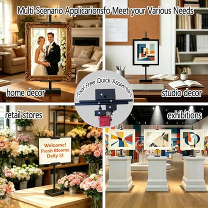 Adjustable Tabletop Easel Stand for display up to 30" H, Black Metal easel stand for Signs & picture frames,artworks,suitable for Home Decor,Studio,restaurant and Exhibition art easels
