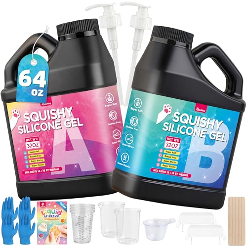 Taba Squishy Kit - 64 OZ DIY Squishy Maker Refill - Quick Curing, Bubble-Free Formula for Squishy Maker, DIY, Custom Cat Paws & Stress Relief Gifts (Mold Not Included)-Stress Relief Entertainment - size: 64OZ Gel