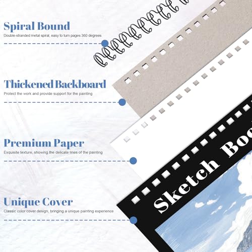 4 Pack Small Sketch Books, 5.5 x 8.5 Inch Mini Sketchbook, 68lb/100gsm Spiral Bound Small Sketch Pad, Acid Free Art Supplies Drawing Painting Sketchbook for Beginners, Artists (Black) - color: Black, size: 5.5 × 8.5Inch（4 Pack）