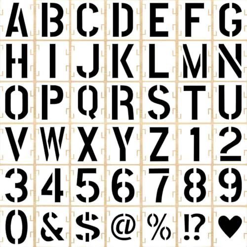 1.5 Inch 42 Pcs Reusable Letter Number Symbol Stencils, Plastic Painting Templates for Wood Wall Fabric Rock Chalkboard Signage School Door Porch DIY Art Craft Decoration Projects - size: 1.5 inch（White）