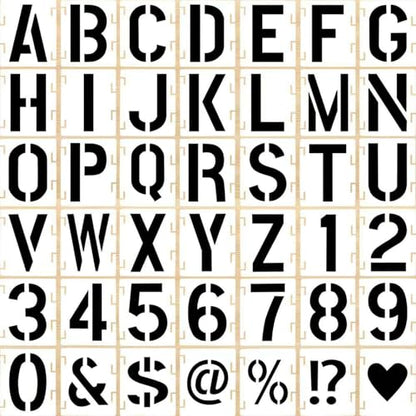 1.5 Inch 42 Pcs Reusable Letter Number Symbol Stencils, Plastic Painting Templates for Wood Wall Fabric Rock Chalkboard Signage School Door Porch DIY Art Craft Decoration Projects - size: 1.5 inch（White）