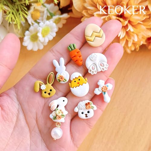 KEOKER Easter Polymer Clay Cutters,10 Shapes Easter Clay Cutters, Easter Egg Clay Cutters, Small Easter Clay Cutters for Polymer Clay Jewelry (A) - color: Easter clay cutters A