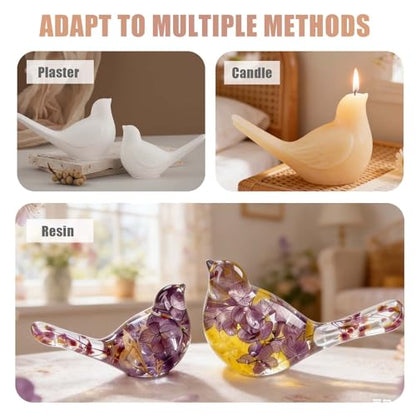 2PCS Bird Resin Molds Silicone, 3D Bird Silicone Mold Set for Epoxy Resin Casting, Animal Resin Molds for Flowers Preservation, Soap, Candle Making, Spring Decor & DIY Crafts