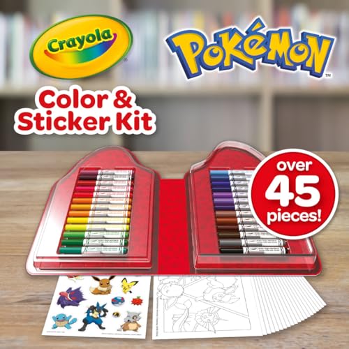 Crayola Pokemon Art Kit for Kids (45pcs), Pokemon Coloring Book Pages & Stickers, Gifts for Kids, DIY Craft Kit for Girls & Boys, Ages 4+ - style: Pikachu
