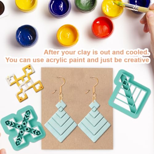 15Pcs Geometric Polymer Clay Cutters Star Round Clay Earrings Cutters Polymer Jewelry Cutter for Earrings Making Party Festival DIY Supplies - color: Geometric