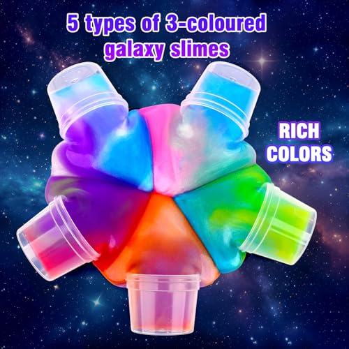 80 Pack Slime Kit for Kids, Mini Bulk Galaxy Slime for Party Favors, Birthday Gifts for Boys Girls Age 4-12, Soft Stretchy Sensory Stress Relief Putty Toy, School Classroom Rewards, Easter Stuffers - style: 80 Pcs Galaxy Slime