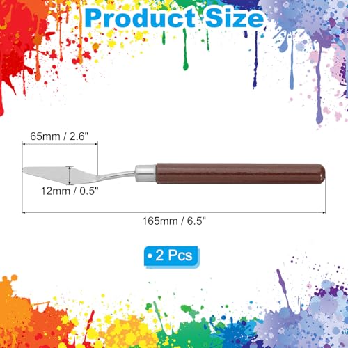 PATIKIL Art Spatula, 2 Pcs No.1 12mm Stainless Steel Flexible Palette Knife Painting Knife Painting Spatula Oil Painting Mixing Scraper with Wood Handle for Canvas Acrylic Painting, Red - style: No.1