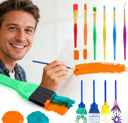 AROIC 82 Pack Washable Finger Paint Set, 12 Color Finger Paints 1 oz Each, Sponges, Painting Brushes, Waterproof Painting Apron, Palette Paper Drawing Gifts for Adults - style: 82pcs