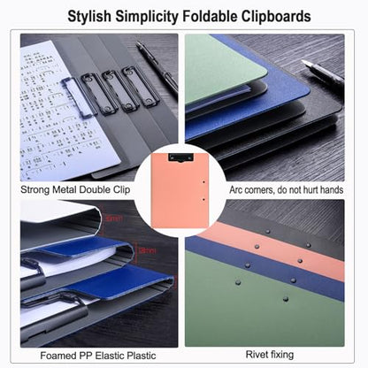 Clipboard Folder, A4 Foldable Clipboards, Office Clipboard Folder with Double Clips Metal Clip, 360 Degree Foldable Storage Clipboards for Office, School or Medical Field, Pink - style: 1Pack- Pink