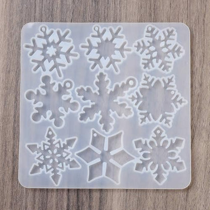 1PC Snowflake Pendant Silicone Molds Christmas Resin Epoxy Casting Molds for Earring Necklace Keychain Charms Pendants Jewelry Making DIY Gem Cabochon Craft Supplies White 115x113x4.5mm - color: White-22