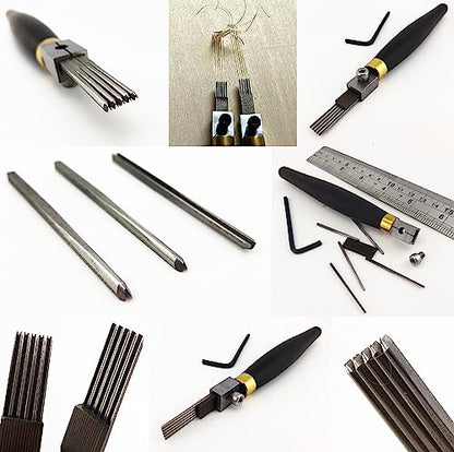 1pc Print Printmaking Copperplate Woodcut Wood Carving Push Rows Line Cutter Chisel Tool 5 lines 1.2mm Spacing U-shaped Round Groove Interchangeable Head