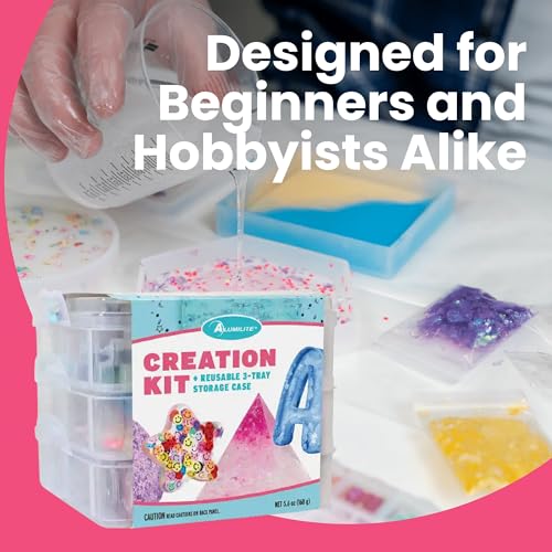 Alumilite Creation Kit – 84-Piece Resin Craft Kit for Beginners with Mica Powder, Glitter, Mylar Flakes, Charm Slices, and Tools for Epoxy and UV Resin DIY Crafts, Tumblers, Jewelry, & Keychains