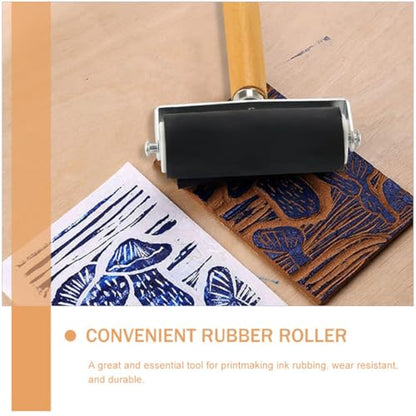 Alipis 3pcs Portable Rubber Brayers Set for Crafting, Small Manual Ink Rollers for Block Printing and DIY Art Projects