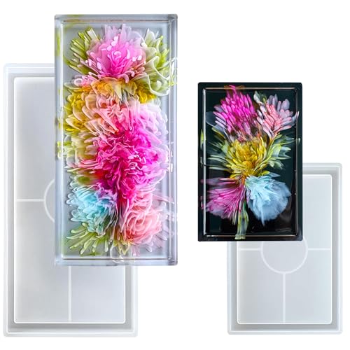2 PCS Silicone Coaster Molds,Rectangle Resin Molds,Durable Silicone Coaster Molds,Epoxy Resin Concrete for DIY Jewelry Trinket Dish, Rolling Tray, Gifts, Home Decor Crafts - color: Rectangular tray