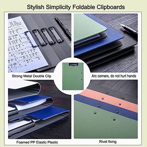 4 Pack Foldable Clipboards, A4 Clipboard Folder, Office Clipboard Folder with Double Clips Metal Clip, Storage Clipboards for Office, School or Medical Field(4 Colors) - style: 4Pack- Mixed