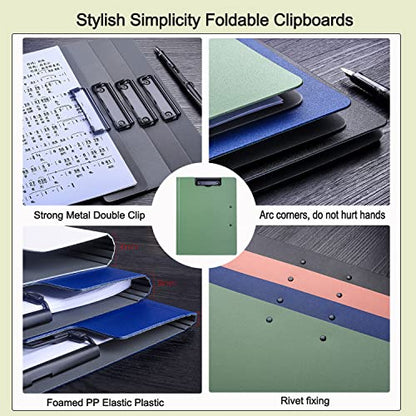 10 Pack Foldable Clipboards, A4 Clipboard Folder, Office Clipboard Folder with Double Clips Metal Clip, Storage Clipboards for Office, School or Medical Field(5 Colors) - style: 10Pack- Mixed