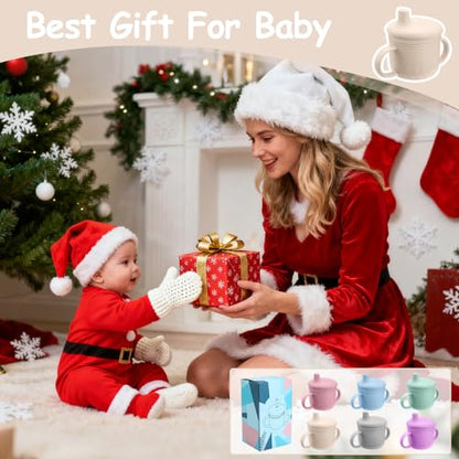 Mity rain 3-In-1 Stainless Steel Sippy Cup for 6+ Month Old, Baby Straw Cups for Toddlers 1-3 with Travel Lid, Silicone Straw, Replacement Straw & Cleaning Brush - 8oz Toddler Cups Spill Proof Set - color: Beige