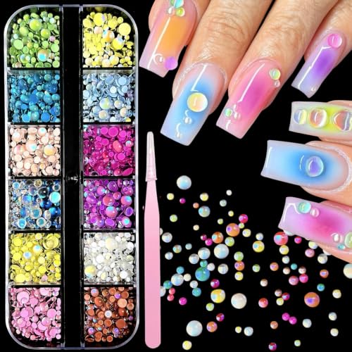 3D Aurora Bubble Nail Beads Mixed Crystal Mermaid Beads for Nails,Nail Art Rhinestones Mixed Size Colorful Iridescent Mermaid Crystal Gems Nail Jewels for Women Manicure Nail Supplies DIY Crafts Decor - color: purple