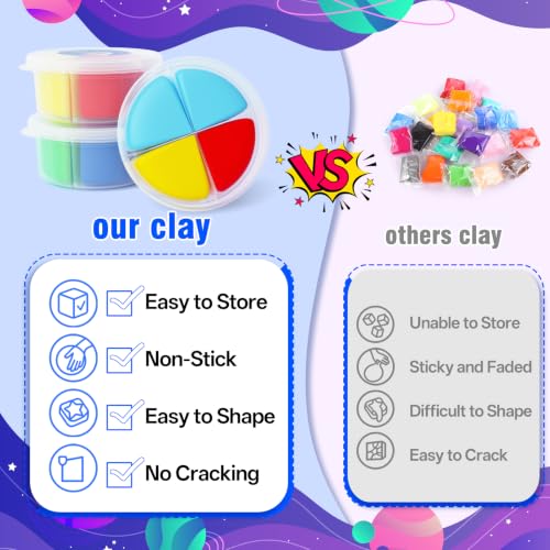 LOUFOR Air Dry Clay Kits - Modeling Clay for Kids, Ultra Light & Soft, Safe & Non-Toxic, 12 Boxes DIY Model Magic Clay with Sculpting Tools & Tutorials, Creatible Art Crafts Toys Gifts Boys Girls - color: #05-Children's Drem Star