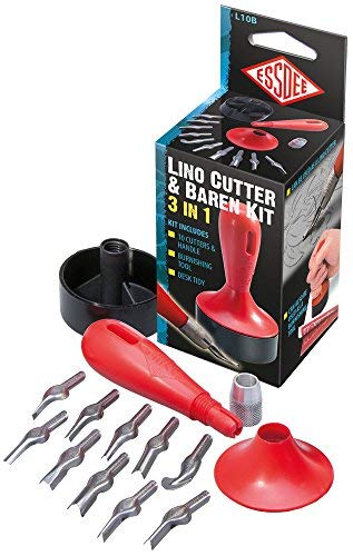 ESSDEE 3 in 1 Lino Baren Kit Cutters Styles 1 to 10, Multicoloured, 13.7 x 6.5 x 6 cm