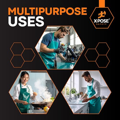 Xpose Safety Heavy Duty Vinyl Waterproof Aprons, White - For Home, Industrial and Commercial Use - Chemical Resistant - color: Green, style: 12 Pack