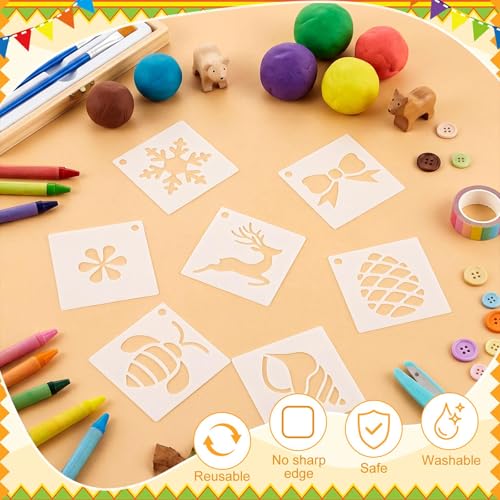 Fainne 100 Pcs Small Stencils for Crafts, 1.5 Inch Reusable Painting Stencils Painting Crafts Templates for Wood, Wall, Home Decor, Canvas, Fabric (Letter,Symbol) - style: Letter,Symbol