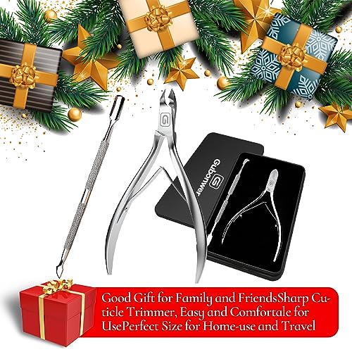 Cuticle Trimmer 3/4 Jaw Extremely Sharp Cuticle Nippers Scissors Stainless Steel Clippers Cutter Remover Pedicure Manicure Nail Tool, cuticle pusher, nail cuticle trimmer professional cuticle cutter - color: Cuticle Nippers+cuticle Pushers/Black-s