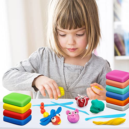 Air Dry Clay, 48 Colors Modeling Magic Clay for Kids | Includes Tools, Soft & Ultra Light, Ages 3-8+ Years, Boys & Girls - color: 48 Colors