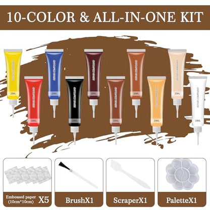RQB Leather Repair Kit – 10-Color DIY Leather & Vinyl Repair for Furniture, Car Seats, Jackets, Bags & Shoes – Easy Color Match, Complete Tools Included