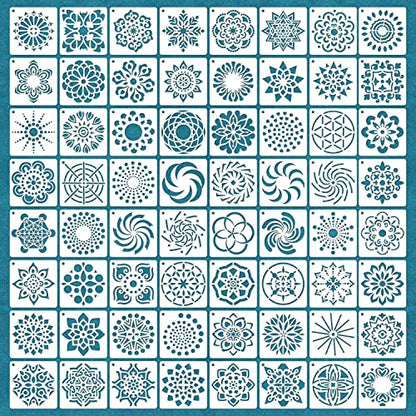 64 Pieces Stencils for Painting, Small Reusable Mandala Dot Stencil, Art Craft Template for Painting on Wood, Wall, Fabric, Rock, Chalkboard, Sign, DIY Art Scrapbook Projects(Mandala) - style: Mandala