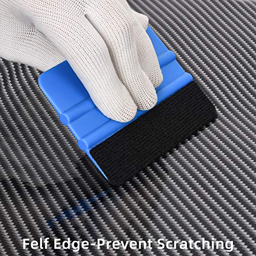 Durable Black Felt Edge Vinyl Squeegee Tool 4-Inch (Pack of 3) | Car Vinyl Film Wrapping Decal Window Tint Work, Professional Scratch Free Squeegee - color: Blue-1