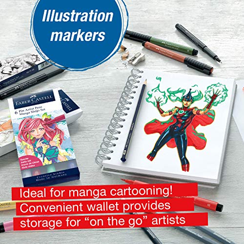 Faber-Castell PITT Artist Pen Manga Drawing Set 167132 - style: 4 Manga Black (B,F,S and XS Nibs)