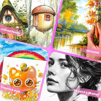 Mixed Media Paper 9" x 12", 40 Sheets (98lb/160gsm) Multipurpose Heavyweight Loose Drawing Art Paper for Sketching, Sketch Book, Gouache, Painting, Sketchbook, Drawing Pad Book, School - size: 9" x 12", 40 sheets, style: loose mixed media drawing paper