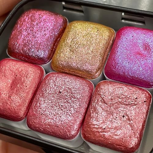 IUILE Handmade Watercolor Paints - Pink Half Pan Set (6 colors) - color: Pink