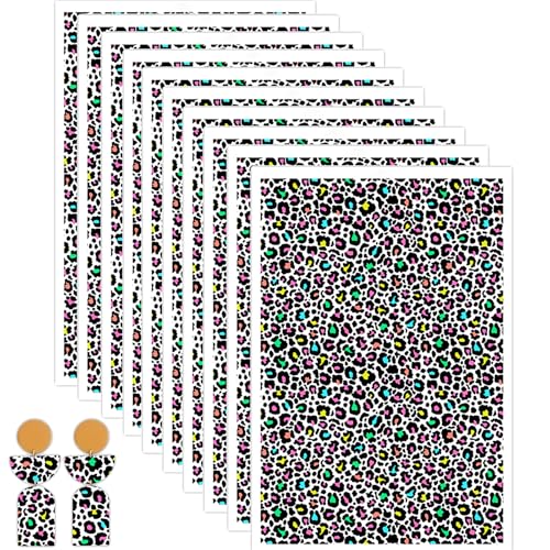 10 Sheets Clay Transfer Paper for Earrings & Polymer Clay, Leopard Print Pattern Water Transfer Paper for Polymer Clay Jewelry Necklaces Pendants DIY Craft Supplies 5.82x3.93inch - color: Leopard Print