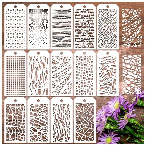 14 Pieces for Crafts Stencils Texture Stencils for Painting Reusable Art Deco Stencil for Home Cake Decorating DIY Art Crafts - size: Stencils